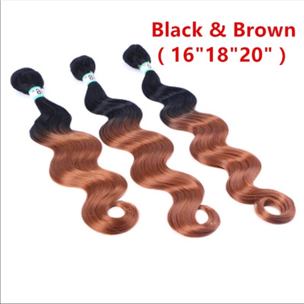 6 SYNTHETIC Black and Brown Ombré Bundles